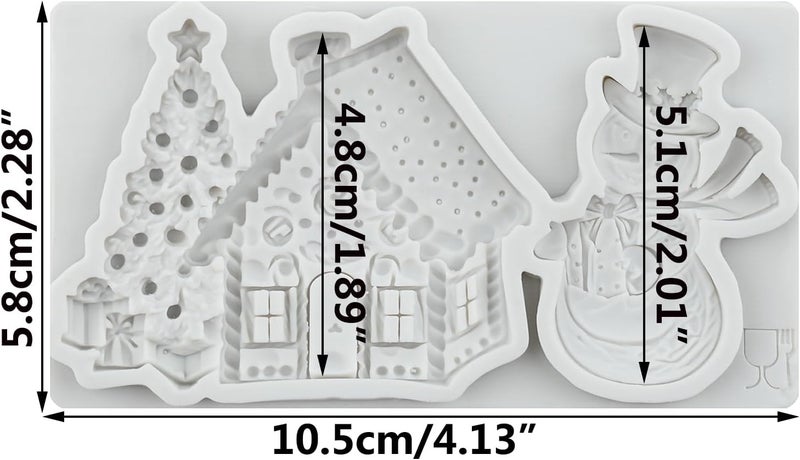 TAOXIBEI Christmas Polymer Clay Mold Christmas House Snowman Silicone Molds for DIY Crafts Epoxy Resin Casting Air Dry Polymer Clay Plaster Jewelry Making - Image 2